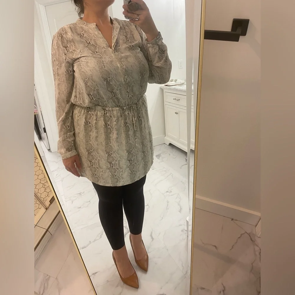 Women animal print Midi Dress Long Sleeve Size XL
